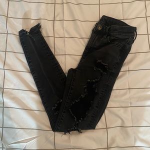 American Eagle Distressed Black Jeans Size 0